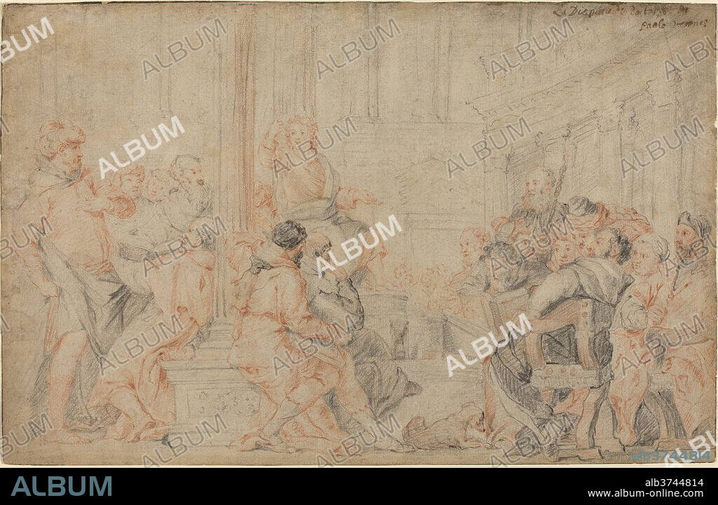 AFTER VERONESE. Christ among the Doctors. Dimensions: overall: 27.5 x 42.5 cm (10 13/16 x 16 3/4 in.). Medium: red and black chalks on laid paper.