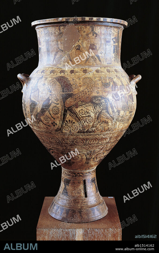 Cycladic civilization, 2nd millennium b.C. Amphora depicting Apollo and Artemis.