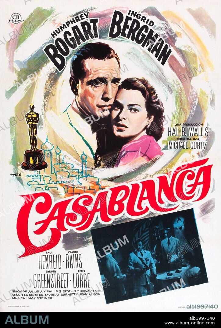 Poster of CASABLANCA, 1942, directed by MICHAEL CURTIZ. Copyright WARNER BROTHERS.
