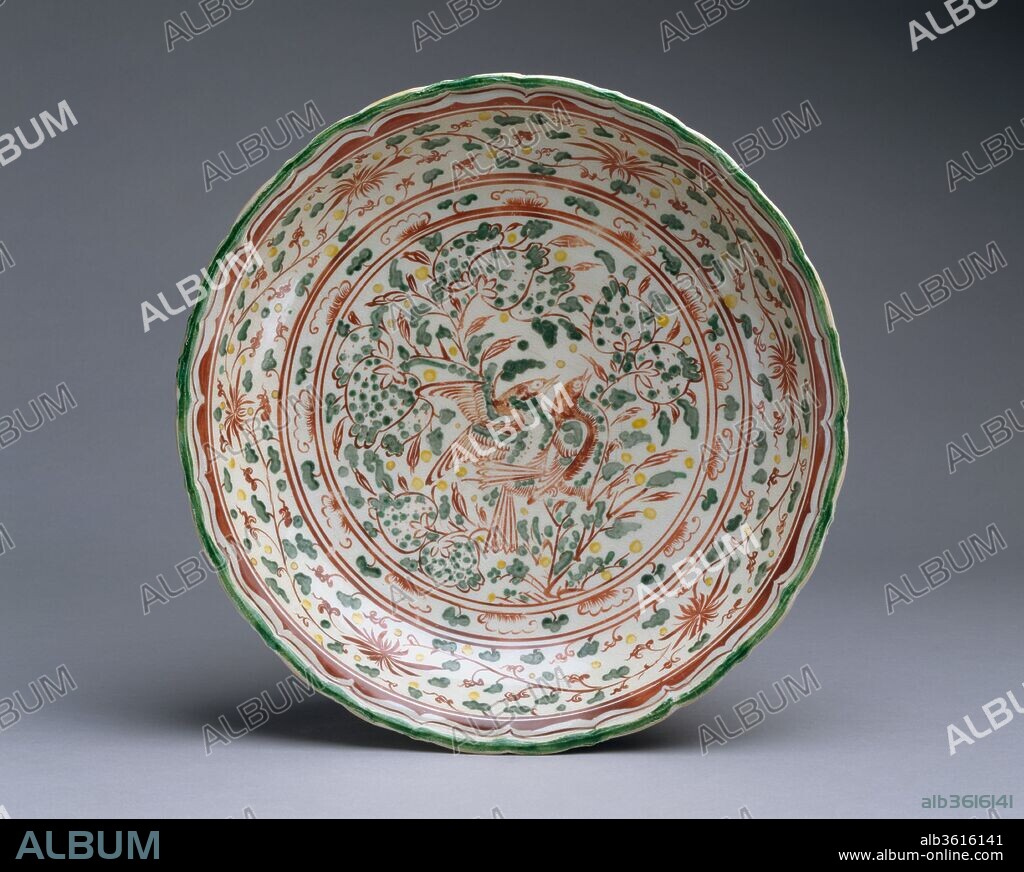 Presentation Bowl with Design of Mating Birds. Culture: Vietnam. Dimensions: H. 3 in. (7.6 cm); Diam. 14 1/2  in. (36.8 cm). Date: 15th-16th century.