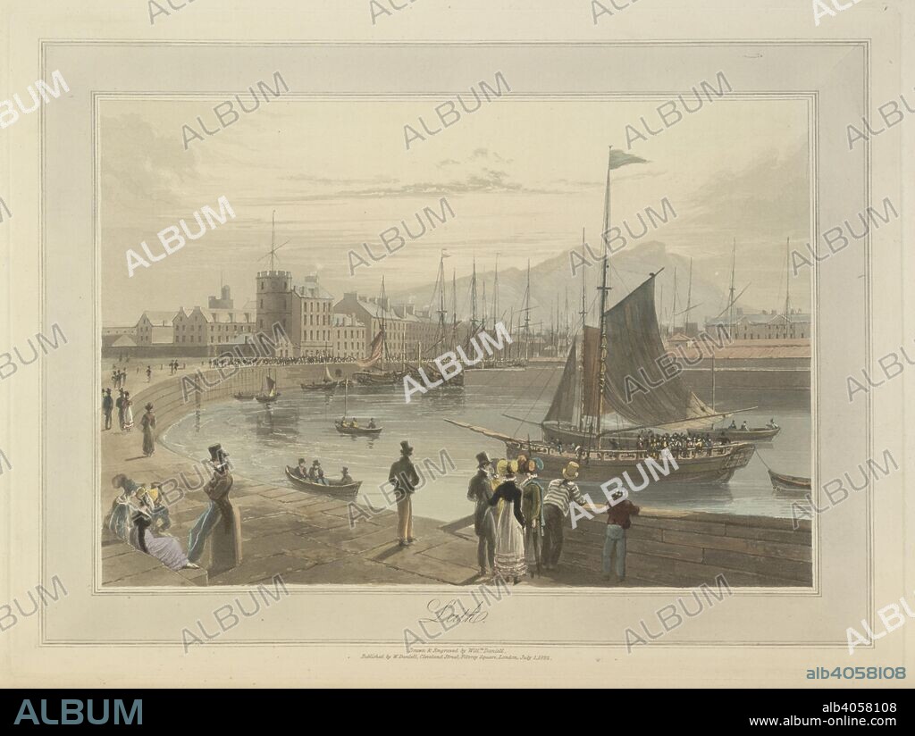 WILLIAM DANIELL et RICHARD AYTON. Leith  Coastal landscape scenes around Great Britain. A Voyage round Great Britain undertaken in the summer of the year 1813. With a series of views illustrative of the character and prominent features of the coast, drawn and engraved by William Daniell. Longman: London, 1814-25. Source: G.7045 plate 199. Language: English.