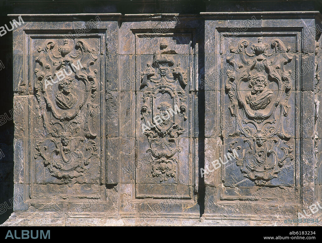 JAIME BORT Y MELIA. RELIEVES DEL ZOCALO DE LA FACHADA DE LA CATEDRAL DE MURCIA - S XVIII - BARROCO ESPAÑOL.