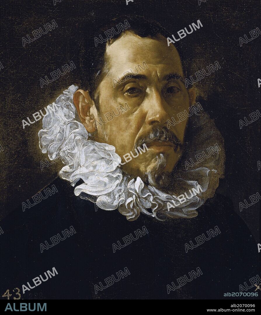 DIEGO VELÁZQUEZ. Diego Rodríguez de Silva y Velázquez / 'Francisco Pacheco', 1619-1622, Escuela Española, Óleo sobre Lienzo, 40 cm x 36 cm, P01209.