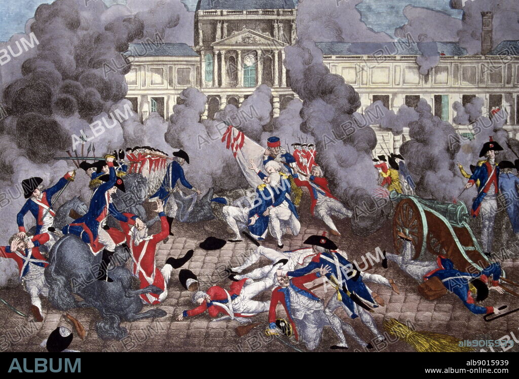 The Insurrection of 10 August 1792, during the French Revolution. The storming of the Tuileries Palace by the National Guard of the Paris Commune and federes from Marseille and Brittany caused the fall of the French monarchy.