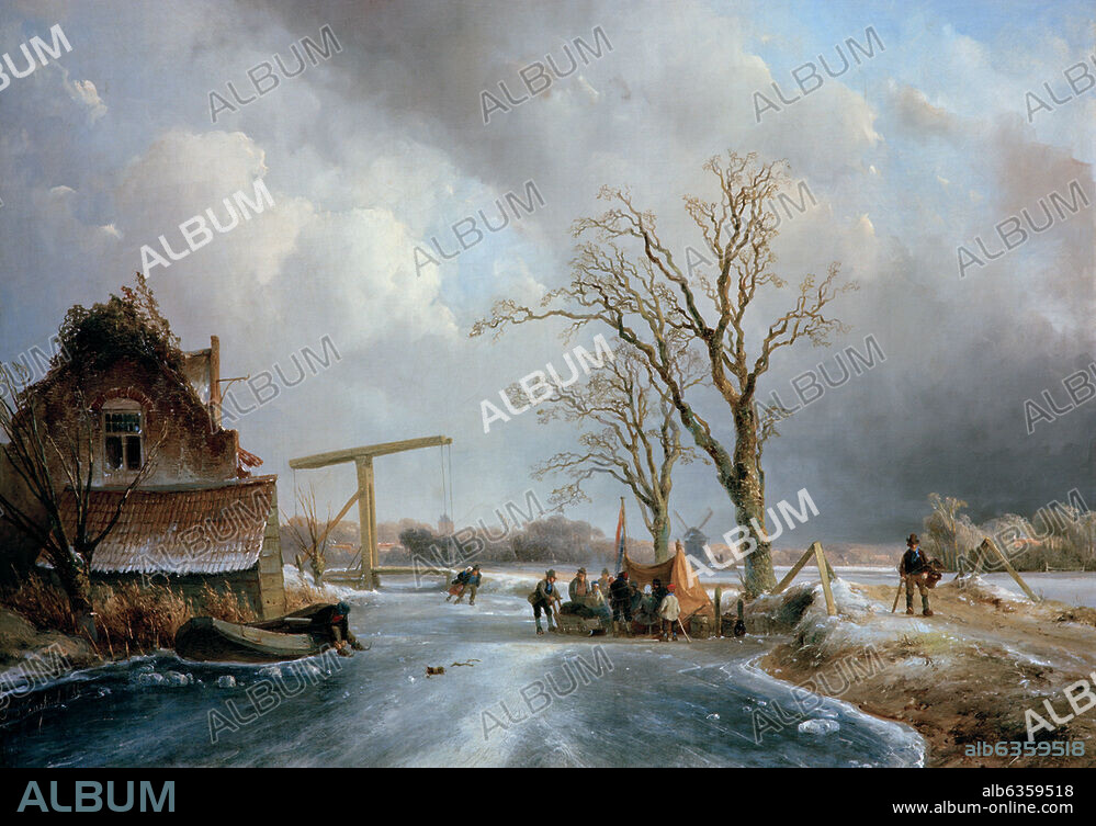 JOHAN BARTHOLD JONGKIND. Jongkind, Johan Barthold. 1819-1891, Dutch painter. Winter in Holland, 1846. Oil on canvas, 55 x 79.5 cm. Inv. no. SCH-1932-0008. The Hague, Gemeentemuseum.