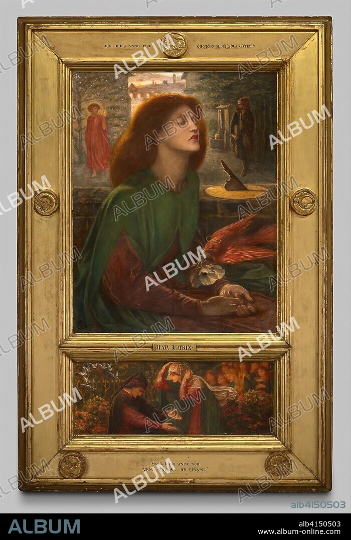 Beata Beatrix. Dante Gabriel Rossetti; English, 1828-1882. Date: 1871-1872. Dimensions: 34 7/16 × 27 1/4 in. (87.5 × 69.3 cm)
Predella: 26.5 × 69.2 cm. Oil on canvas. Origin: England.