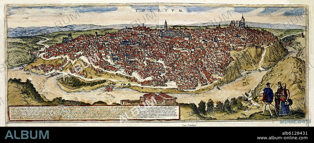 GEORG BRAUN 1541-1622 / FRANS HOGENBERG. CIVITATES ORBIS TERRARUM - TOLEDO - GRABADO - SIGLO XVI - (CONJUNTO CON VALLADOLID EN EL Nº 3061).
