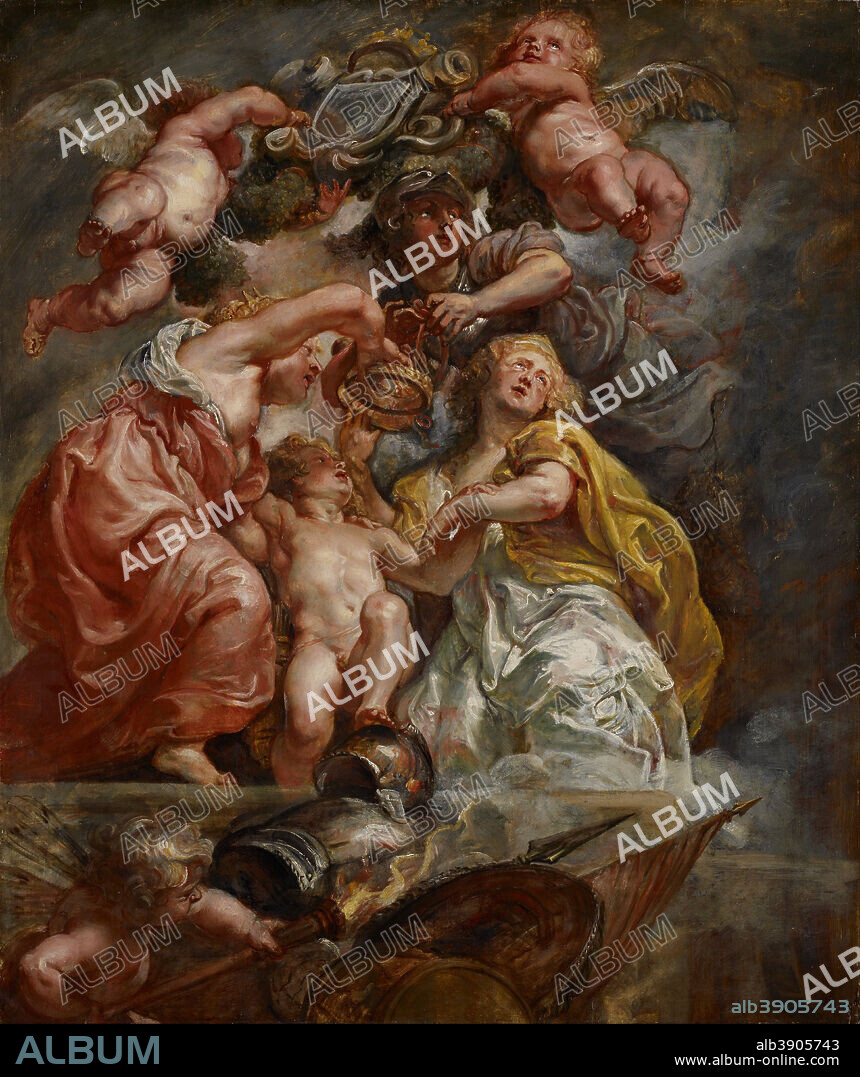 PETER PAUL RUBENS. The Union of England and Scotland (Charles I as the Prince of Wales). Date/Period: 1633/1634. Painting. Oil on gessoed wood (oak) panel. Width: 25.88 in. Height: 33.25 in (panel).