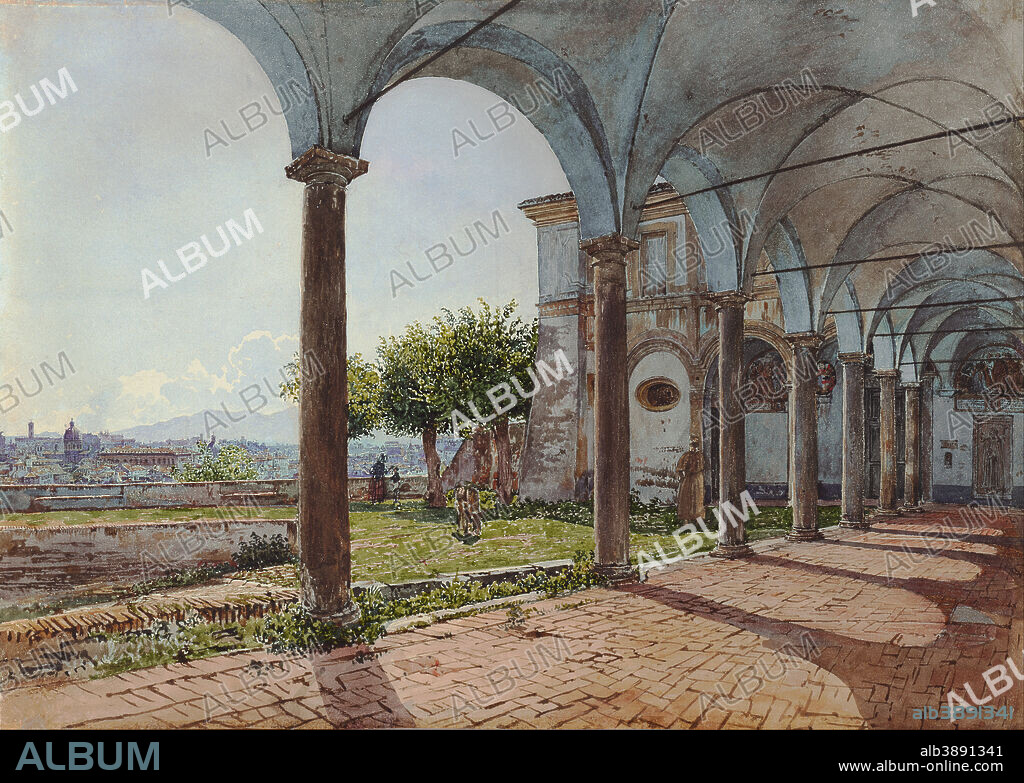 RUDOLF VON ALT. Blick vom Kloster Santa Onofrio auf Rom View from Sant'Onofrio on Rome. Date/Period: 1835. Drawing. Watercolor on paper. Height: 266 mm (10.47 in); Width: 374 mm (14.72 in).