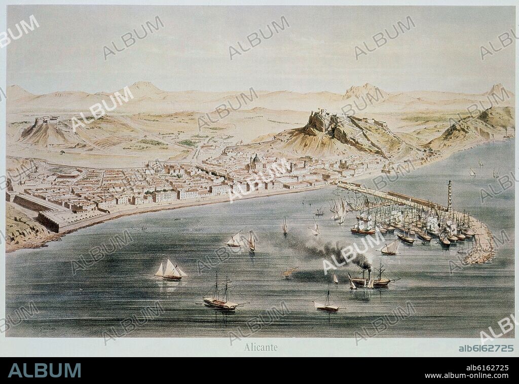 ALFRED GUESDON (1808/1876). R-GRABADO DE ALICANTE        SIGLO XIX.