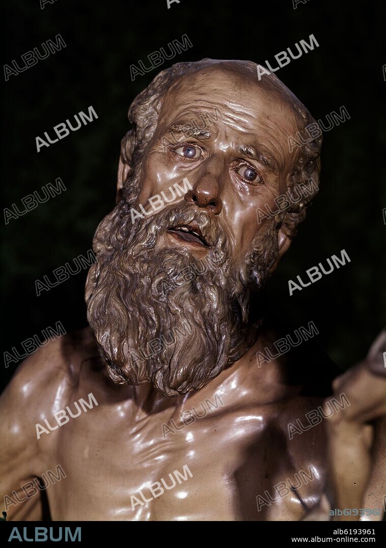 FRANCISCO SALZILLO. DETALLE DE SAN JERONIMO - 1755 - MADERA POLICROMADA - ALTURA 165 CM - BARROCO ESPAÑOL.