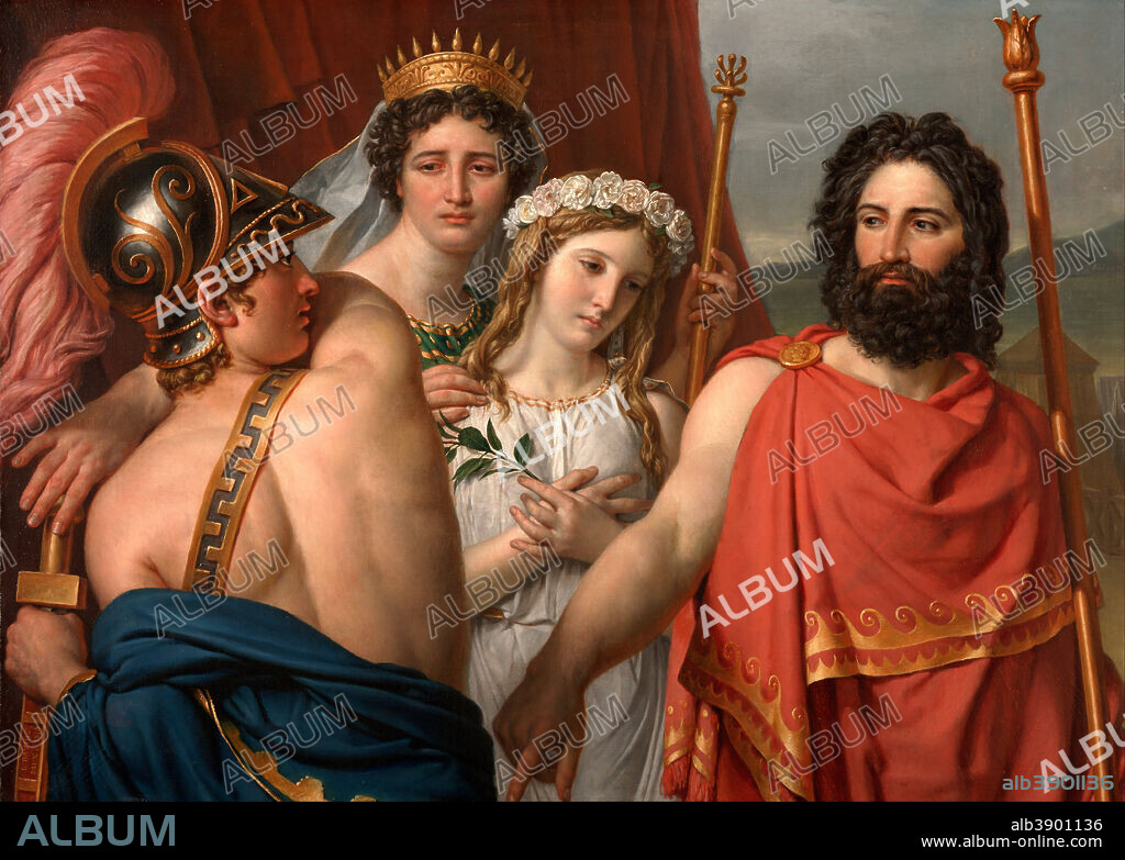 JACQUES LOUIS DAVID. The Anger of Achilles. Date/Period: 1819. Painting. Oil on canvas. Height: 105.30 mm (4.14 in); Width: 145 mm (5.70 in).