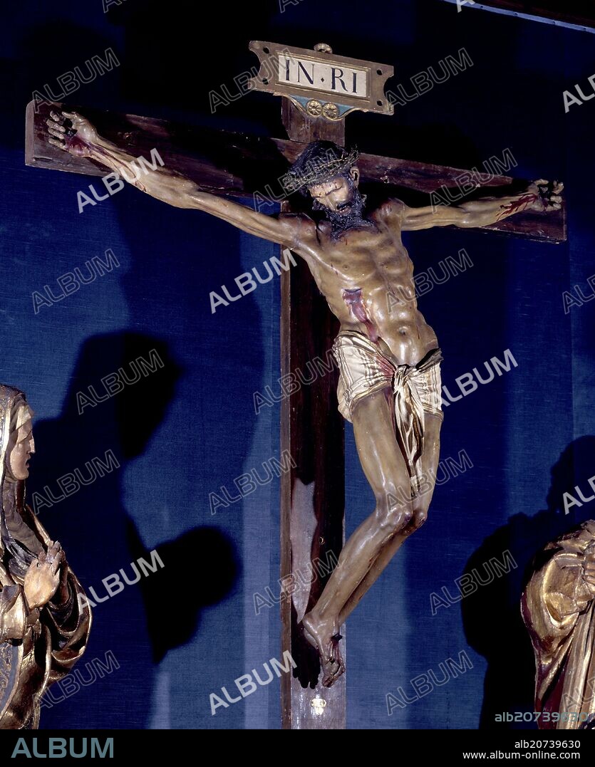 ALONSO BERRUGUETE (1488-1561). DET-CALVARIO QUE CORONABA EL RETABLO DE SAN BENITO 1526- MANIERISMO ESPAÑOL.