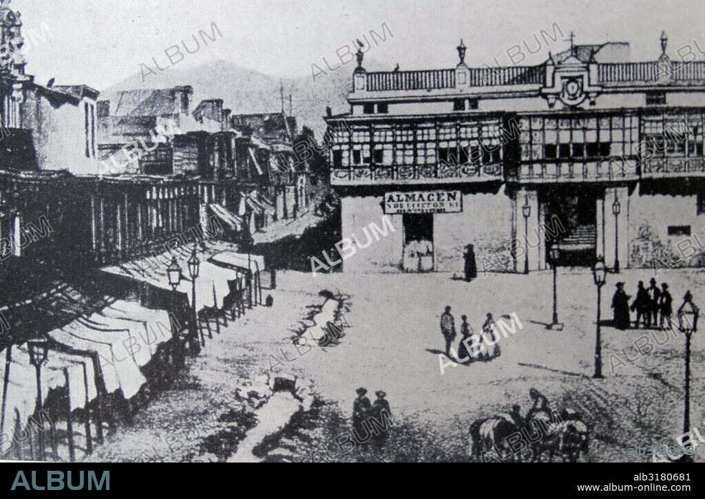 Archbishop's Palace of Lima, the capital of Peru. Dated 19th Century.