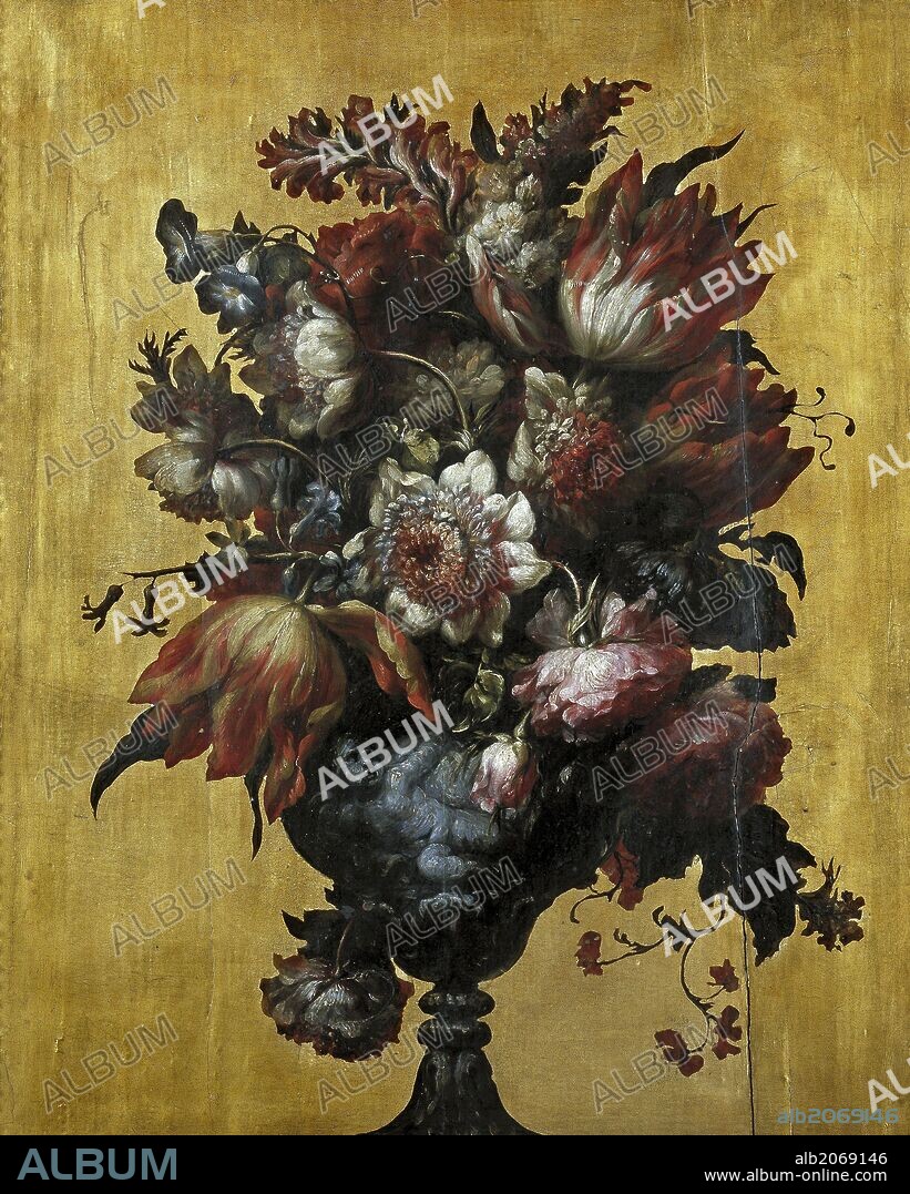 BARTOLOMÉ PÉREZ. Bartolomé Pérez / 'Vase of Flowers', 1689-1691, Spanish School, Panel, 54 cm x 44 cm, P06397.