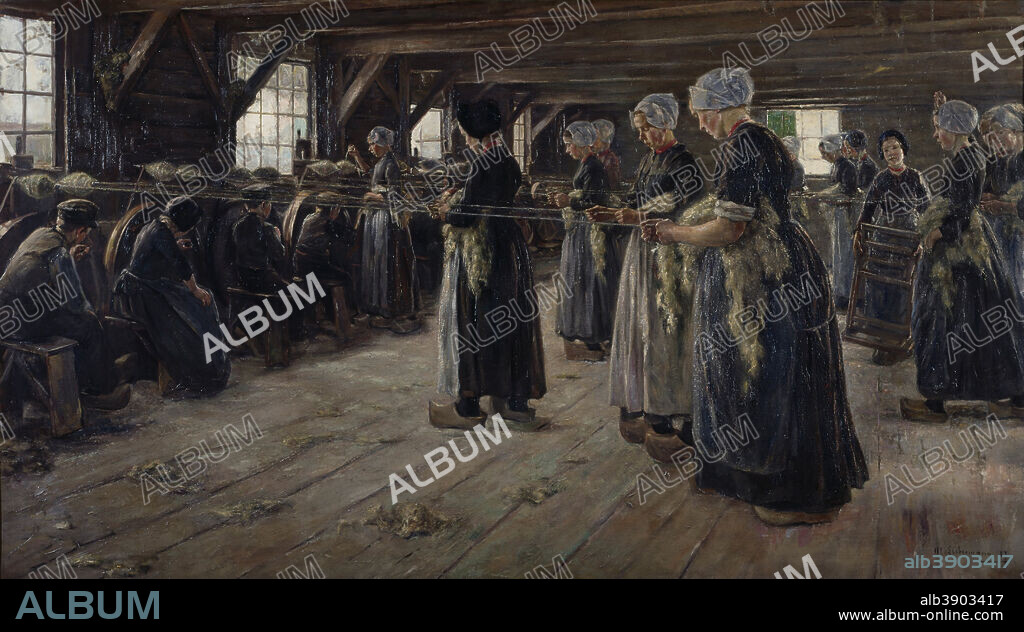 MAX LIEBERMANN. Flachsscheuer in Laren / The Flax Barn at Laren. Date/Period: 1887. Painting. Oil on canvas. Height: 135 cm (53.1 in); Width: 232 cm (91.3 in).