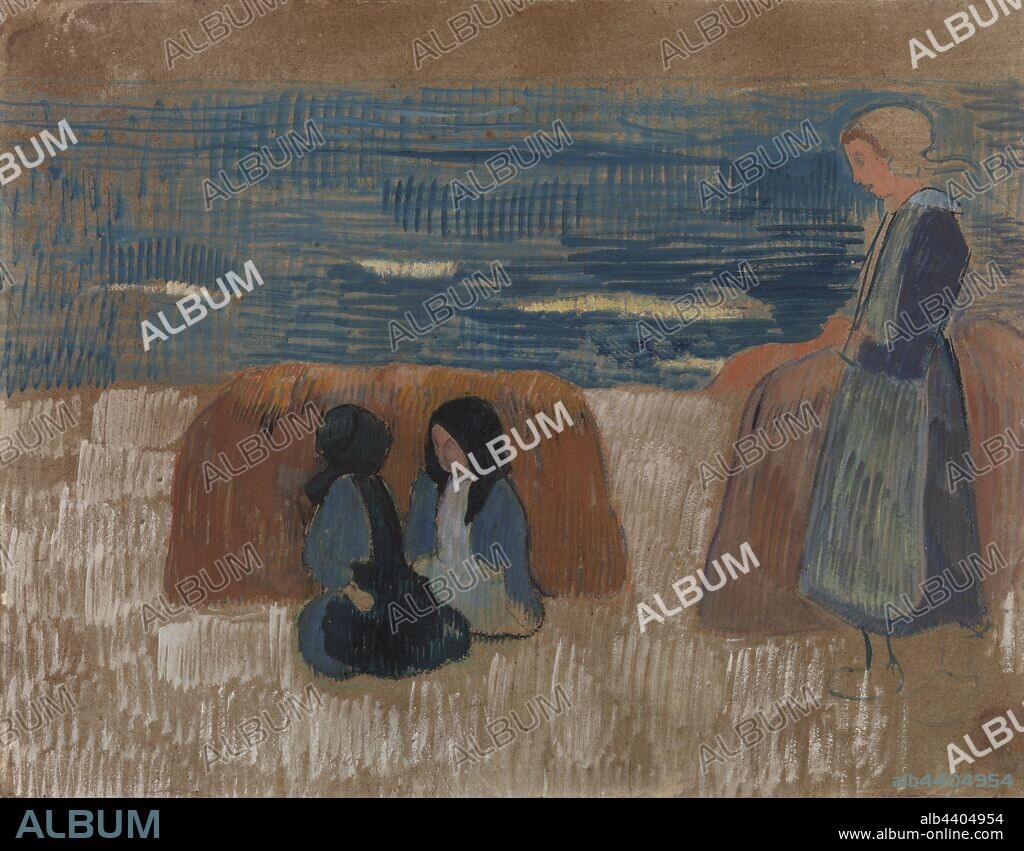 Paul Sérusier, Paul Gauguin: Breton Women by the Sea, Paul Sérusier, Paul Gauguin, Late 1880s, Oil on paperboard, Overall: 21 1/4 x 27 3/8 in. (54 x 69.5 cm).