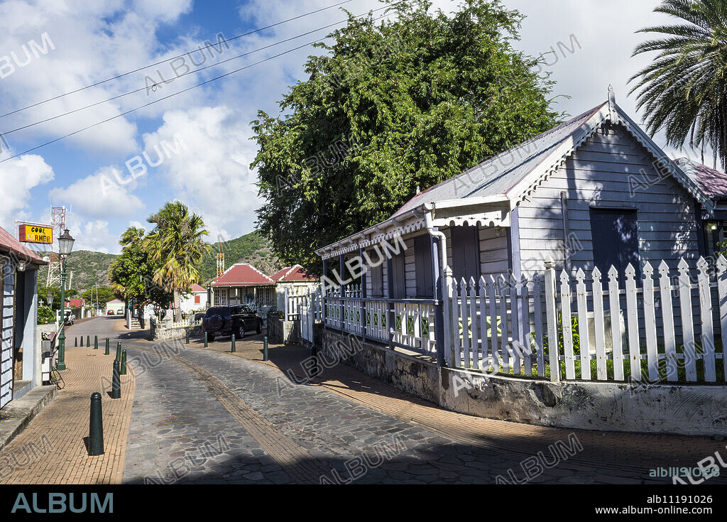 Historic center of Oranjestad, capital of St. Eustatius, Statia, Netherland Antilles, West Indies, Caribbean, Central America.