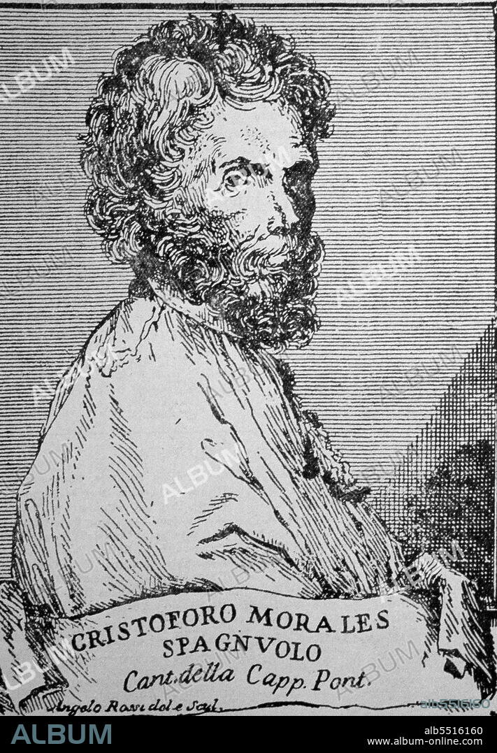 MORALES , CRISTOBAL DE. COMPOSITOR ESPAÑOL . 1500-1553. GRABADO RETRATO. BIBLIOTECA NACIONAL . MADRID.