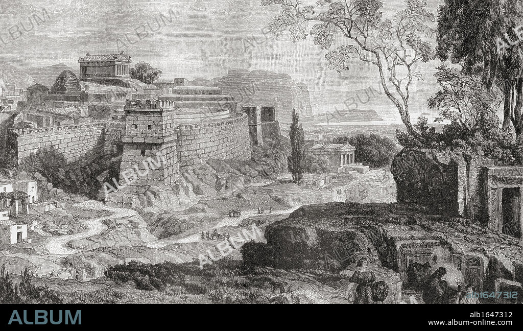 Mycenae, the centre of early Greek culture as it appeared in the Heroic Age. From the book Harmsworth History of the World published 1908.