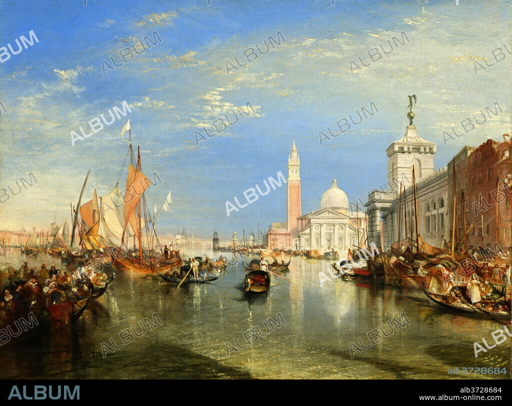 JOSEPH MALLORD WILLIAM TURNER. Venice: The Dogana and San Giorgio Maggiore. Dated: 1834. Dimensions: overall: 91.5 x 122 cm (36 x 48 1/16 in.)  framed: 125.7 x 156.5 x 14 cm (49 1/2 x 61 5/8 x 5 1/2 in.). Medium: oil on canvas.