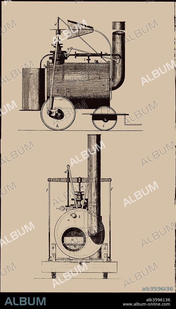 RICHARD TREVITHICK. The first passenger-carrying common road locomotive, Camborne, 1801.