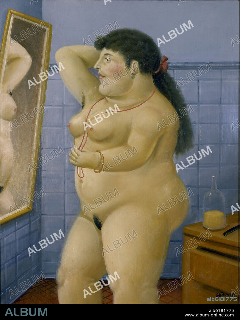 FERNANDO BOTERO. 'Desnudo ante el espejo', 1997, Oil on canvas.
