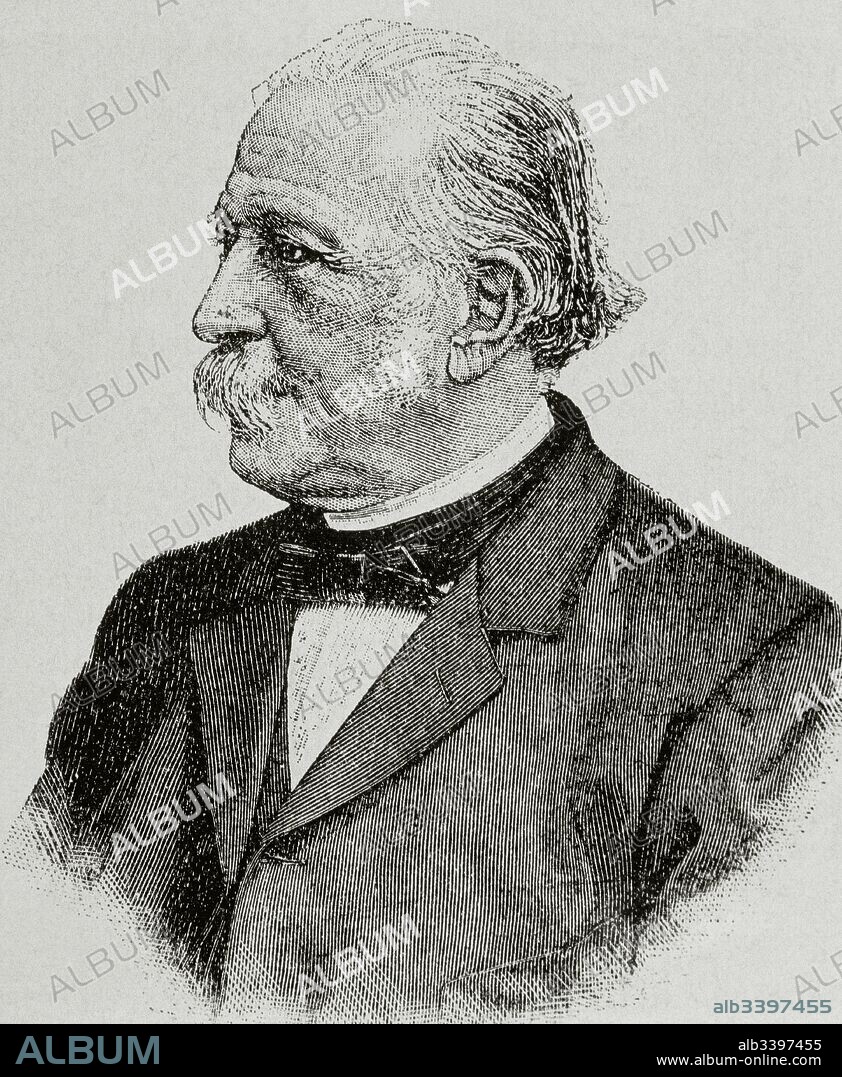 Theodor Fontane (Neuruppin, 1819-Berlín, 1898). Escritor alemán, una de las figuras más relevantes dentro de la corriente del realismo literario en Alemania. Grabado.