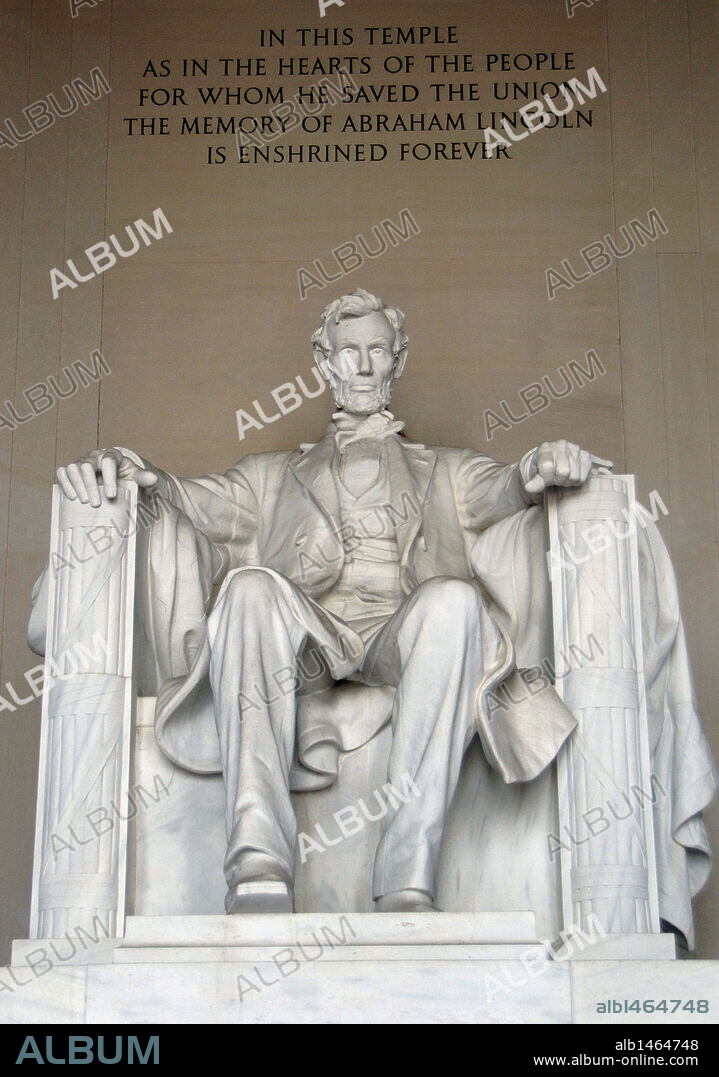 Abraham Lincoln (1809-1865). American politician. Elected president in 1860. Monumental statue (1920) by Daniel Chester French. Lincoln Memorial. Washington D.C. United States.