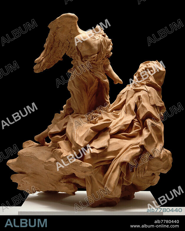 Bernini, Giovanni Lorenzo (Gianlorenzo). 1598-1680. "Die Verzückung der hl. Theresa", um 1647. Vorstudie oder Kopie der Marmorgruppe in der Cappella Cornaro in S. Maria della Vittoria, Rom. Terrakotta, H. 46 cm. Inv. Nr. 619. St. Petersburg, Staatliche Ermitage.