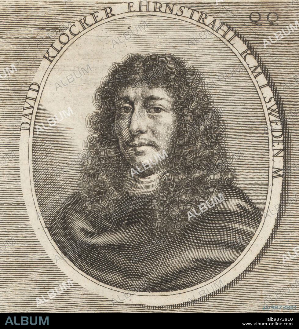 David Klocker Ehrenstrahl, German portrait painter who was ennobled in Sweden, 1628-1698. Born in Hamburg, he became court painter to the Swedish court of King Charles XI. David Klocker Ehrnstrahl RMI Sweden M. Copperplate engraving by Philipp Kilian after an illustration by Joachim von Sandrart from his LAcademia Todesca, della Architectura, Scultura & Pittura, oder Teutsche Academie, der Edlen Bau- Bild- und Mahlerey-Kunste, German Academy of Architecture, Sculpture and Painting, Jacob von Sandrart, Nuremberg, 1675.