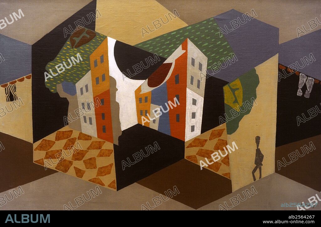 LÉOPOLD SURVAGE. ARTE SIGLO XX. FRANCIA. LEOPOLD SURVAGE (1879-1968). Pintor francés de ascendencia rusa, danesa y finlandesa. "Paisaje con un pájaro". Anterior a 1917-1920. Oleo sobre lienzo. Galería Nacional de Praga. República Checa.