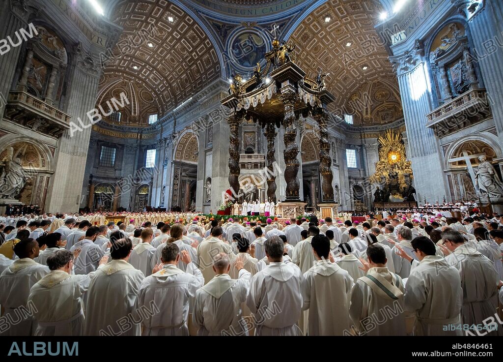 Pope Francis leads Chrism Mass on Maundy Thursday at St. Peter's Basilica at the Vatican.