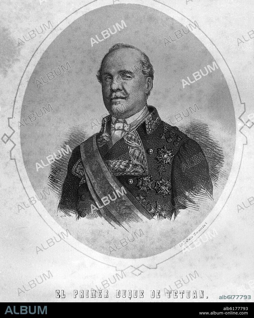 RETRATO DEL PRIMER DUQUE DE TETUAN - GRABADO S XIX.
