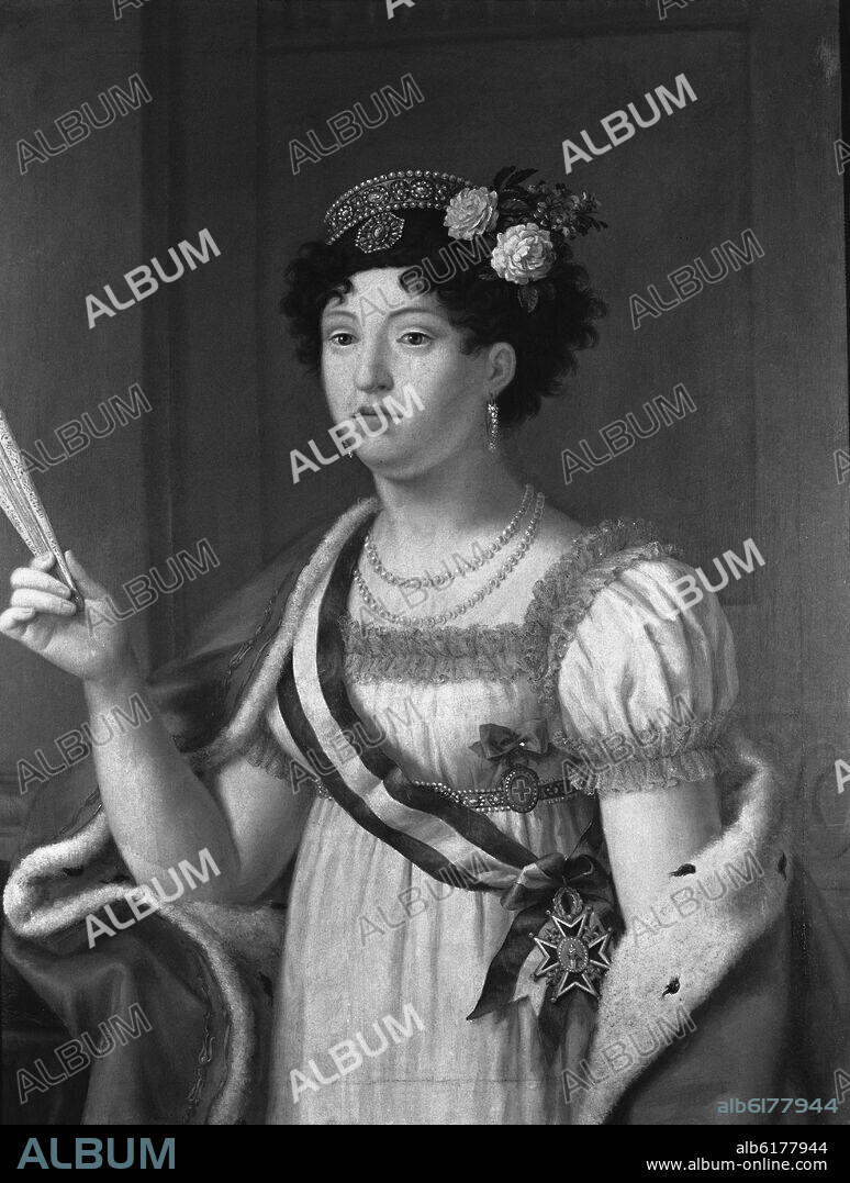 NICOLAS GARCIA (S XIX). RETRATO DE MARIA ISABEL DE BRAGANZA - II ESPOSA DE FERNANDO VII - SIGLO XIX.