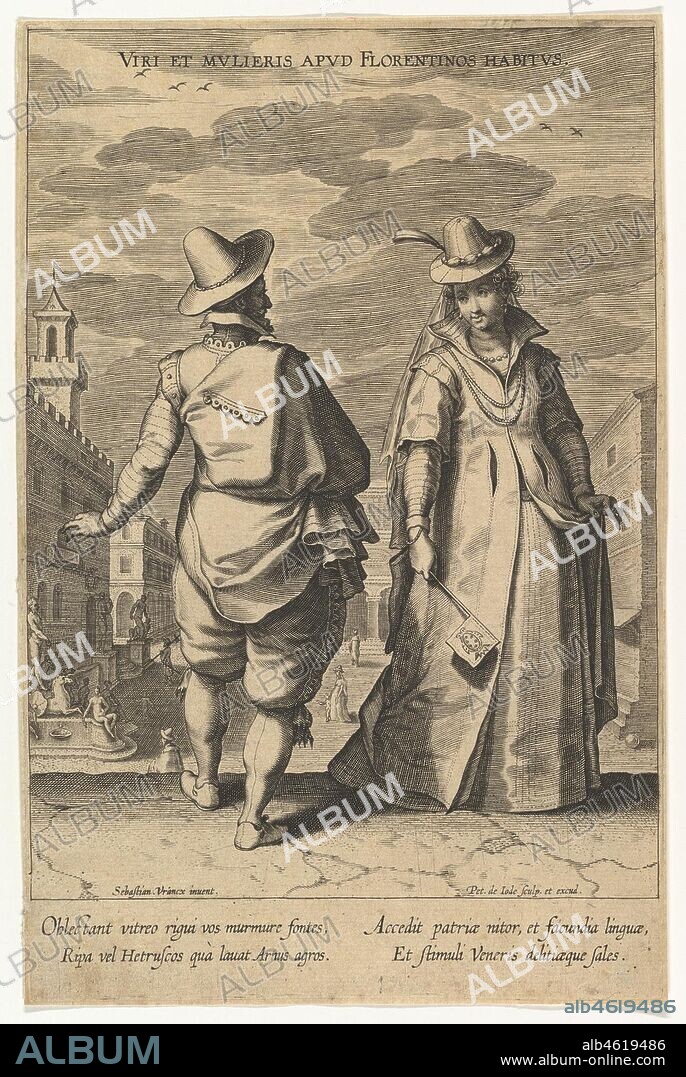 PIETER DE JODE I. Viri et Mulieris apud Florentinos Habitus, from Fashions of Different Nations.n.d. After Sebastiaen Vrancx.