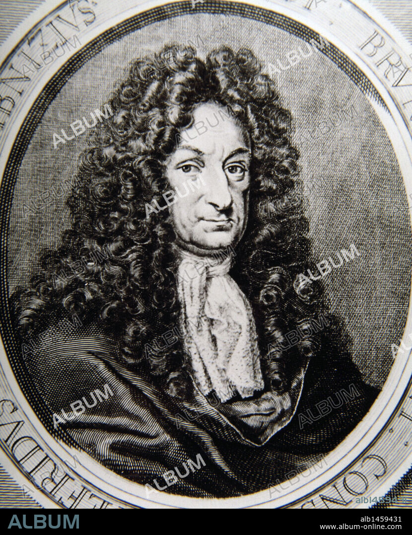 LEIBNIZ, Gottfried Wilhem (Leipzig,1646-Hannover, 1716). Filósofo, matemático, físico, jurista y diplomático alemán. La lógica es el campo donde Leibniz mostró al máximo la originalidad de su genio. Grabado.