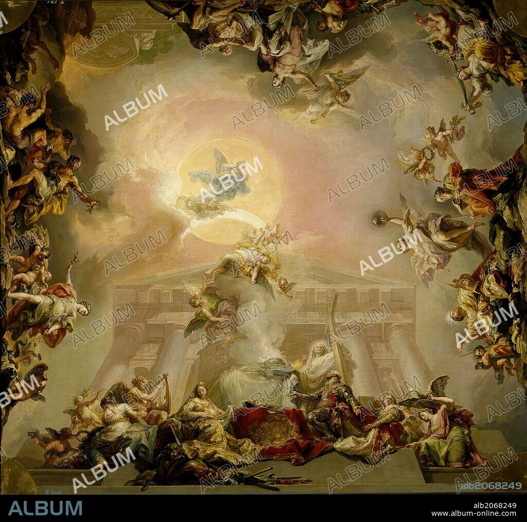 VICENTE LOPEZ PORTAÑA. Vicente López Portaña / 'Allegory of the institution of the Order of Carlos III', 1827-1828, Spanish School, Oil on canvas, 117 cm x 109 cm, P03804.