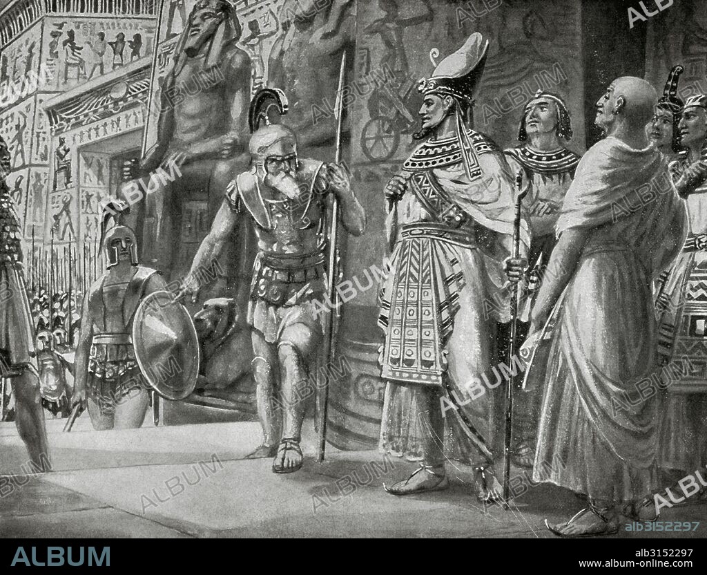 AGESILAO II (h. -444-Cirene, h. -360). Rey de Esparta (-398 a-360). Vencedor de los persas en Asia Menor y de los tebanos y atenienses confederados en Coronea (394). AGESILAO Y SU EJERCITO ACUDEN EN AYUDA DEL FARAON TEOS, REBELADO CONTRA LOS PERSAS.