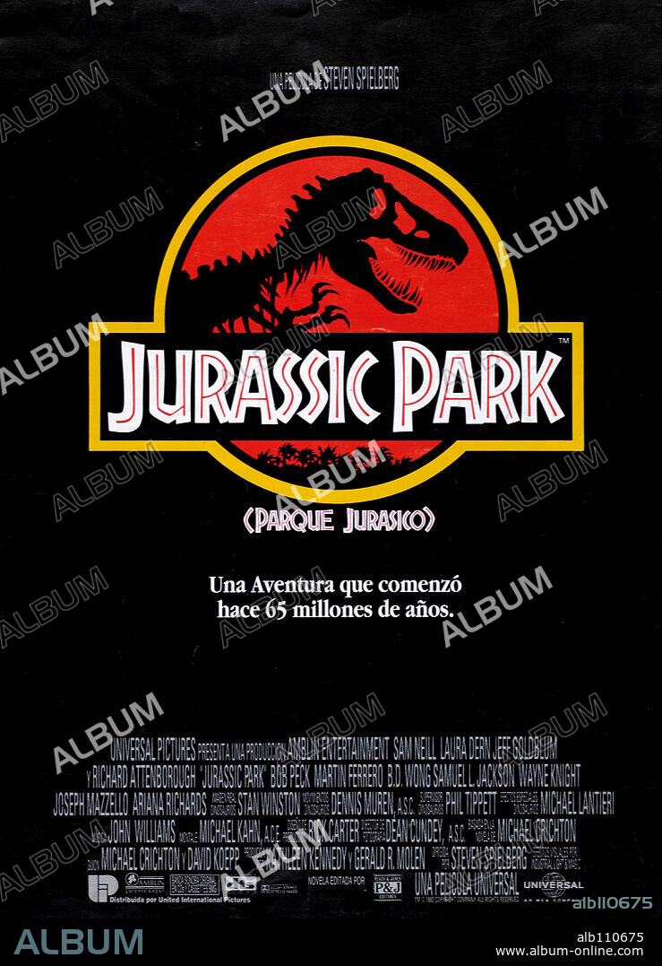 Poster de PARQUE JURASICO, 1993 (JURASSIC PARK), dirigida por STEVEN SPIELBERG. Copyright AMBLIN/UNIVERSAL.
