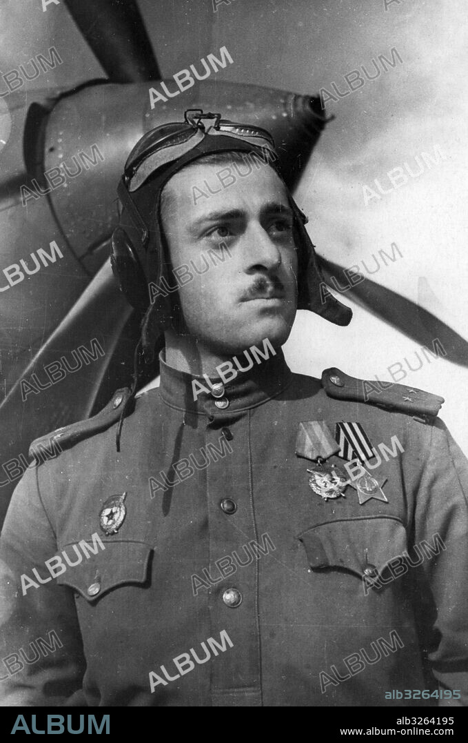 World War Two. Soviet Georgian pilot Atar Dzhincharadze who has participated in 60 air battles. Before the war he was a student at the Music School of Batumi.