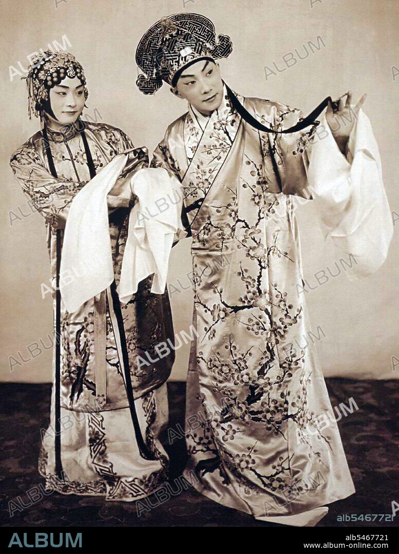Mei was born in Taizhou, Jiangsu(1894), into a family of Beijing Opera and Kunqu performers. He made his stage debut at the Guanghe Theatre in 1904 when he was 10 years old. In his 50-year stage career, he maintained strong continuity while always working on new techniques. His most famous roles were those of female characters; skillful portrayal of women won him international acclaim. He also played an important part in continuing the performance tradition of Kunqu. In July 1937, the Marco Polo Bridge Incident occurred. The Imperial Japanese Army soon occupied Beijing. The commander of the Japanese Army ordered Mei to perform for them and appointed Mei to a high ranking official position. But Mei refused to sing throughout the duration of the war and endured an impoverished lifestyle until the war ended in 1945. Mei was the first artist to spread Beijing Opera to foreign countries, participating in cultural exchanges with Japan, the United States, and other regions. After 1949 he served as the director of the China Beijing Opera Theater, director of the Chinese Opera Research Institute, and vice-chairman of the China Federation of Literary and Art Circles. Between 1926 and 1931 he was married to Beijing Opera star Meng Xiaodong. They had one child.