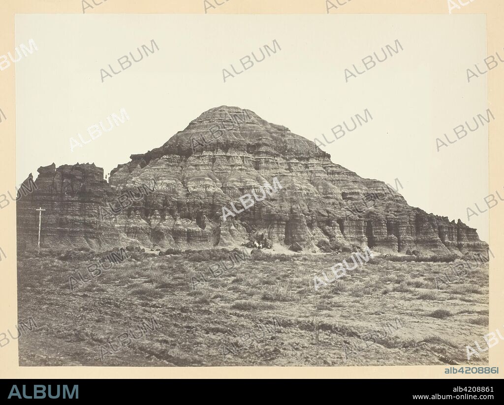 ANDREW JOSEPH RUSSELL. Church Buttes, Near Fort Bridger, Wyoming Territory. Andrew J. Russell; American, 1830-1902. Date: 1868-1869. Dimensions: 15.2 x 20.3 cm (image/paper); 23.2 x 30.3 cm (album page). Albumen print, pl. XIII from the album "Sun Pictures of Rocky Mountain Scenery" (1870). Origin: United States.