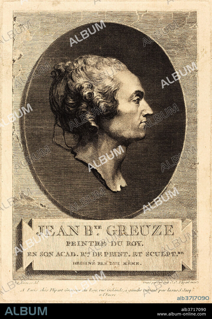 JEAN-JACQUES FLIPART AFTER JEAN-BAPTISTE GREUZE. Jean-Baptiste Greuze. Medium: etching and engraving.
