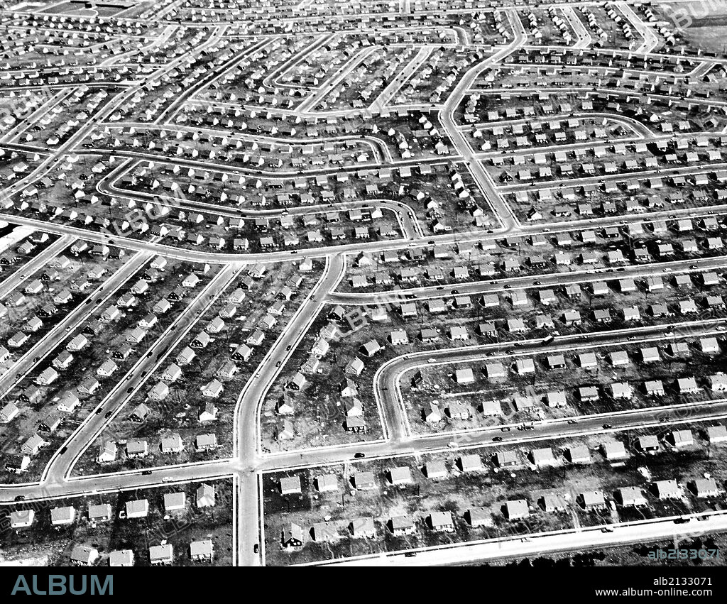 Aerial view of Levittown, Long Island, New York.