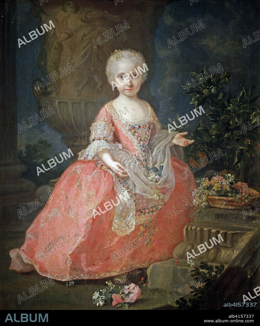 GIUSEPPE BONITO (1707-1789). BORBON , MARIA JOSEFA CARMELA DE HIJA DE CARLOS III Y MARIA AMALIA DE SAJONIA . 1744 - 1801 OLEO DE GIUSEPPE BONITO ( 1701-1789 ) PALACIO REAL . MADRID PATRIMONIO NACIONAL.