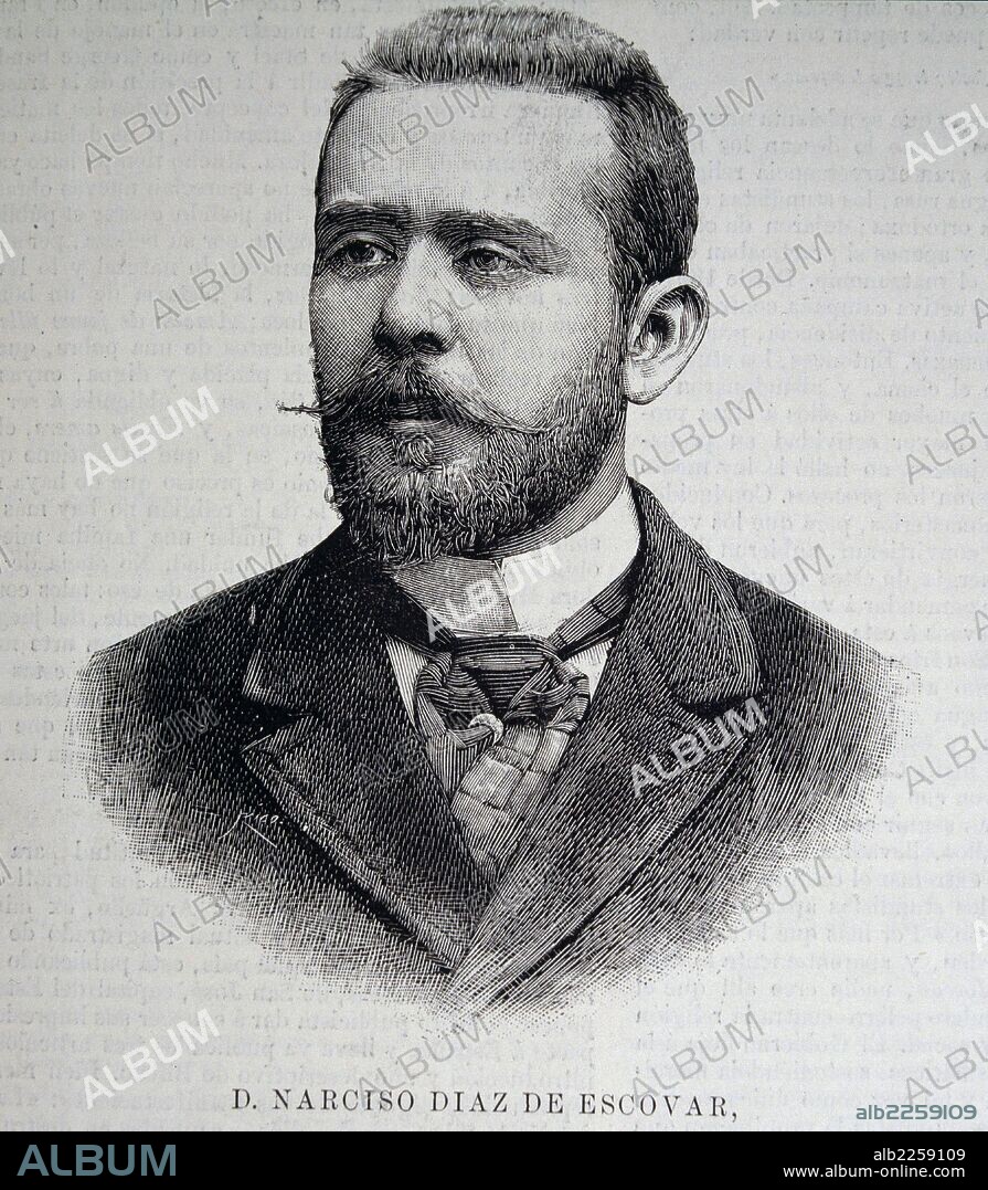 DIAZ DE ESCOVAR , NARCISO DIAZ DE ESCOBAR , NARCISO   ESCRITOR ESPAÑOL . MALAGA - 1860-1935 GRABADO RETRATO  ILUSTRACION ESPAÑOLA Y AMERICANA, AÑO 1892.