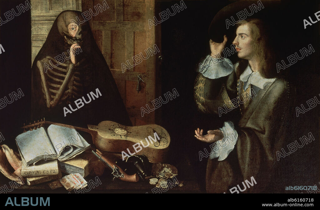 PEDRO DE CAMPROBÍN. LA MUERTE Y EL JOVEN GALAN - 1670 - BARROCO ESPAÑOL.