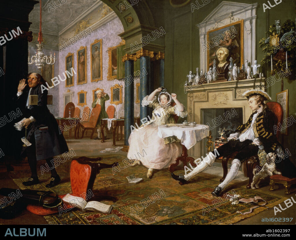 Marriage a la Mode:  Morning   1743  William Hogarth (1697-1764/British)   Oil on canvas  National Gallery, London.