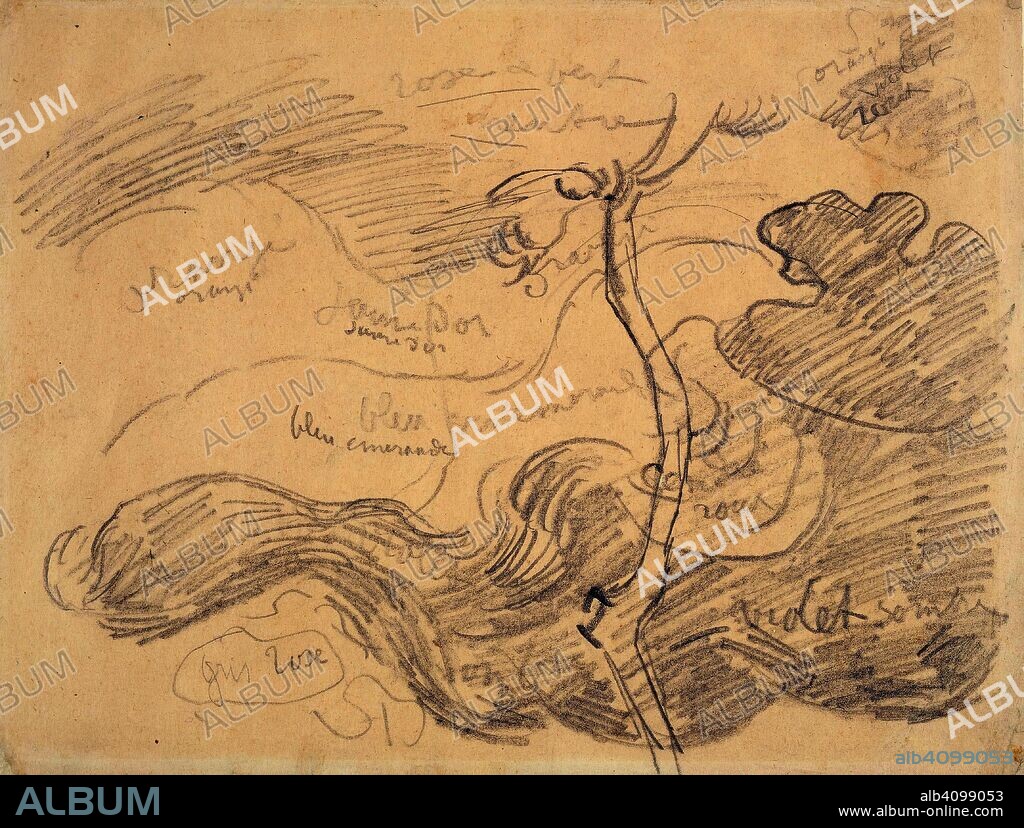 VINCENT VAN GOGH. Study of a Tree Trunk and Clouds. Date: March-April 1890, Saint-Rémy-de-Provence. Dimensions: 24.7 cm x 32.7 cm.